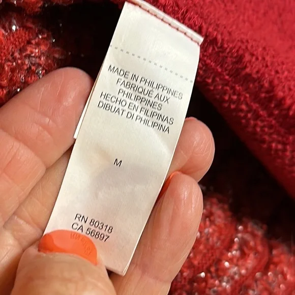 Lucky Brand Cardigan Sweater Medium Red Shimmer Medium - Picture 4 of 8